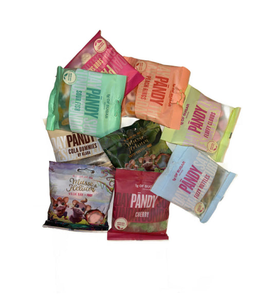 Pandy Sugar-Free Swedish Candy, All Flavors, Keto Gummy, Low Calorie Snacks, Pack of 9